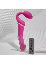 Ярко-розовый безремневой страпон Multi Orgasm Bendable Strap-On size XL с клиторальной стимуляцией - Strap-on-me - купить с доставкой в Бердске