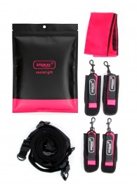 Черно-розовый эротический набор: фиксатор, оковы, наручники, повязка - Erokay - купить с доставкой в Бердске