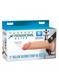 Телесный пустотелый фаллопротез 5’’ Hollow Silicone Strap-On - 14 см. - Pipedream - купить с доставкой в Бердске