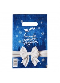 Сине-белый подарочный новогодний пакет с вырубной ручкой (20х30 см) - Сима-Ленд - купить с доставкой в Бердске