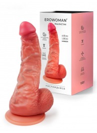 Телесный силиконовый фаллоимитатор на присоске - 24 см. - Erowoman-Eroman