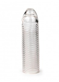 Прозрачная закрытая насадка на пенис с ребрышками - 16 см. - Sex Expert - в Бердске купить с доставкой