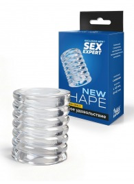 Прозрачная сквозная насадка на пенис с ребрышками - Sex Expert - в Бердске купить с доставкой