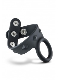 Черное эрекционное кольцо с подхватом мошонки на кнопках VS6 - Blush Novelties - в Бердске купить с доставкой