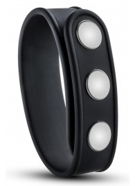 Черное эрекционное кольцо на кнопках - Blush Novelties - в Бердске купить с доставкой