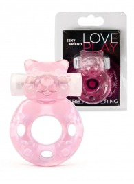 Розовое эрекционное виброкольцо в форме мишки - 1137 - в Бердске купить с доставкой