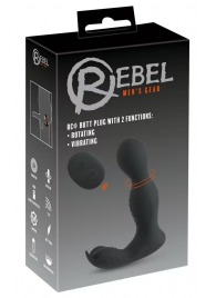 Черная анальная пробка с вибрацией, вращением и пультом ДУ RC Butt Plug with 2 Functions - Orion - в Бердске купить с доставкой