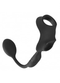 Черное виброкольцо с анальной пробкой Cock Ring with RC Butt Plug - Orion - в Бердске купить с доставкой