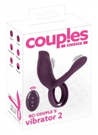 Фиолетовая насадка на член с клиторальным отростком и пультом ДУ RC Couple’s Vibrator 2 - Orion - в Бердске купить с доставкой
