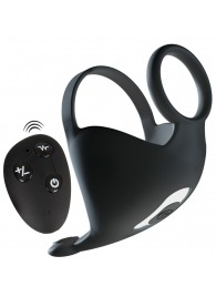 Черная вибронасадка для эрекции и стимуляции мошонки Cock ring with RC ball massager - Orion - в Бердске купить с доставкой