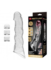 Прозрачный фаллоудлинитель с 3 вставками - 28 см. - Baile - в Бердске купить с доставкой