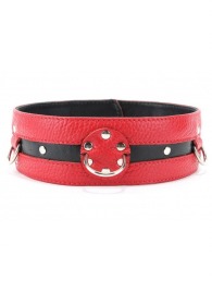 Черно-красный кожаный ошейник увеличенного размера - БДСМ Арсенал - купить с доставкой в Бердске