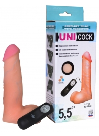 Фаллическая насадка Харнесс UNICOCK 5,5  с вибрацией - 17 см. - LOVETOY (А-Полимер) - купить с доставкой в Бердске