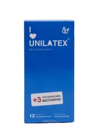 Классические презервативы Unilatex Natural Plain - 12 шт. + 3 шт. в подарок - Unilatex - купить с доставкой в Бердске