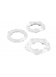 Набор из 3 прозрачных эрекционных колец с разным рельефом - A-toys - в Бердске купить с доставкой