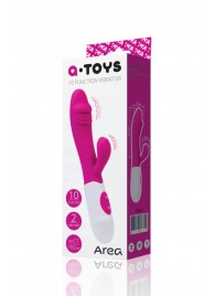 Ярко-розовый вибратор Area с клиторальным стимулятором - 19,5 см. - A-toys
