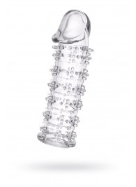 Гелевая прозрачная насадка с шипами - 12 см. - Toyfa Basic - в Бердске купить с доставкой