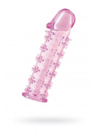 Гелевая розовая насадка на фаллос с шипами - 12 см. - Toyfa Basic - в Бердске купить с доставкой