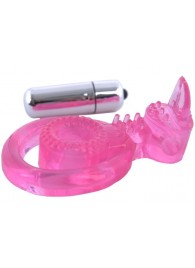 Розовая вибронасадка со стимулятор клитора   Язычок - Toyfa Basic - в Бердске купить с доставкой