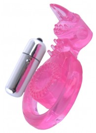 Розовая вибронасадка со стимулятор клитора   Язычок - Toyfa Basic - в Бердске купить с доставкой