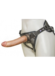 Насадка-фаллоимитатор на кожаных трусиках Harness Ultra Realistic 7  - 18 см. - LOVETOY (А-Полимер) - купить с доставкой в Бердске