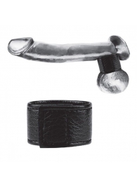 Чёрная утяжка на мошонку 1  Velcro Ball Stretcher - BlueLine - купить с доставкой в Бердске
