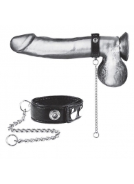 Утяжка на пенис с поводком Snap Cock Ring With 12  Leash - BlueLine - купить с доставкой в Бердске