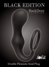 Чёрное эрекционное кольцо с анальной пробкой Double Pleasure Anal Plug - Lola Games - в Бердске купить с доставкой
