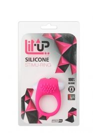 Розовое эрекционное кольцо с щеточкой LIT-UP SILICONE STIMU RING 5 - Dream Toys - в Бердске купить с доставкой