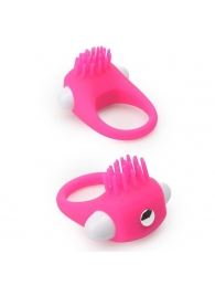 Розовое эрекционное кольцо с щеточкой LIT-UP SILICONE STIMU RING 5 - Dream Toys - в Бердске купить с доставкой