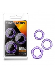 Набор из 3 фиолетовых эрекционных колец Stay Hard Beaded Cockrings - Blush Novelties - в Бердске купить с доставкой