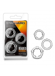 Набор из 3 прозрачных эрекционных колец Stay Hard Beaded Cockrings - Blush Novelties - в Бердске купить с доставкой