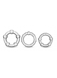 Набор из 3 прозрачных эрекционных колец Stay Hard Beaded Cockrings - Blush Novelties - в Бердске купить с доставкой