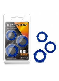 Набор из 3 синих эрекционных колец Stay Hard Beaded Cockrings - Blush Novelties - в Бердске купить с доставкой