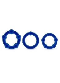Набор из 3 синих эрекционных колец Stay Hard Beaded Cockrings - Blush Novelties - в Бердске купить с доставкой