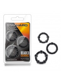 Набор из 3 чёрных эрекционных колец Stay Hard Beaded Cockrings - Blush Novelties - в Бердске купить с доставкой