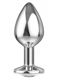 Большая серебристая анальная пробка Diamond Clear Sparkle Large с прозрачным кристаллом - 8 см. - Lola Games - купить с доставкой в Бердске