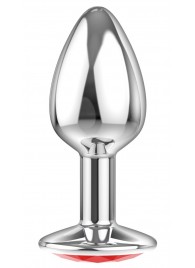 Малая серебристая анальная пробка Diamond Red Sparkle Small с красным кристаллом - 7 см. - Lola Games - купить с доставкой в Бердске