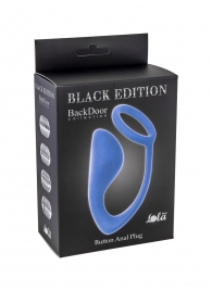 Синее эрекционное кольцо с анальной пробкой Button Anal Plug - Lola Games - в Бердске купить с доставкой