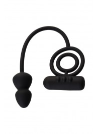 Чёрное эрекционное кольцо с вибропулькой и анальным хвостом - Erotist Adult Toys - в Бердске купить с доставкой