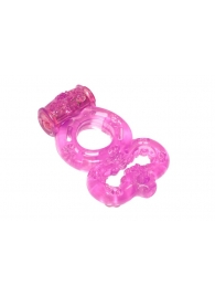 Розовое эрекционное кольцо Rings Treadle с подхватом - Lola Games - в Бердске купить с доставкой