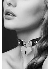 Черный чокер с замком в форме сердца - Bijoux Pour Toi - купить с доставкой в Бердске