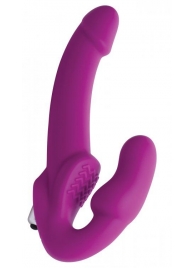 Ярко-розовый безремневой вибрострапон Evoke Vibrating Strapless Silicone Strap-on Dildo - XR Brands - купить с доставкой в Бердске