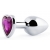 Серебристая анальная пробка с фиолетовым кристаллом-сердечком - 8 см. - Anal Jewelry Plug - купить с доставкой в Бердске