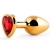 Золотистая анальная пробка с красным стразом-сердечком - 8 см. - Anal Jewelry Plug - купить с доставкой в Бердске