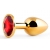 Золотистая анальная пробка с красным стразом - 7,2 см. - Anal Jewelry Plug - купить с доставкой в Бердске
