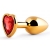 Золотистая анальная пробка с красным стразом-сердечком - 7 см. - Anal Jewelry Plug - купить с доставкой в Бердске