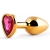 Золотистая анальная пробка с малиновым кристаллом-сердечком - 7 см. - Anal Jewelry Plug - купить с доставкой в Бердске