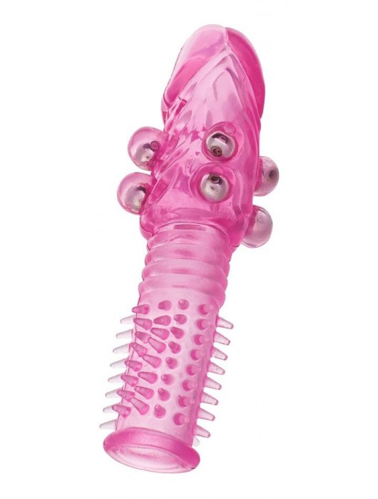 Стимулирующая розовая насадка с шишечками и шипами - 13,5 см. - Toyfa Basic - в Бердске купить с доставкой