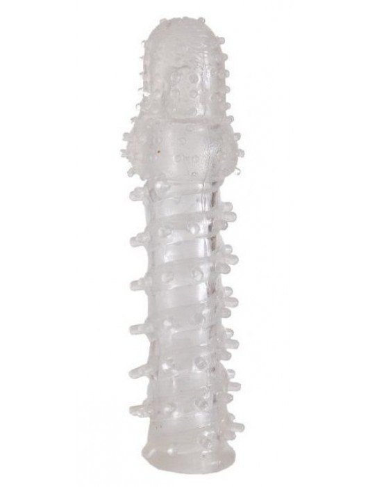 Прозрачная, закрытая насадка с шипами и точками - 13,5 см. - Toyfa Basic - в Бердске купить с доставкой